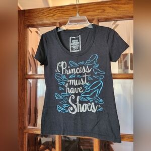 Disney Black T-Shirt with Blue and Silver Print